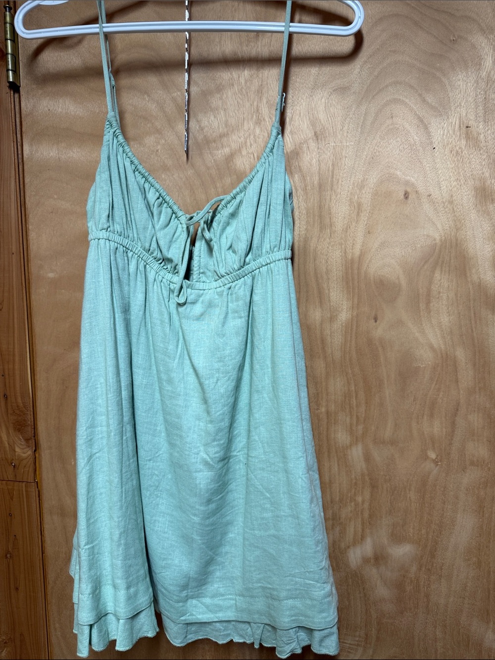 Princess Polly Light Sage Green Tie-Front Spaghetti Strap Slip Dress